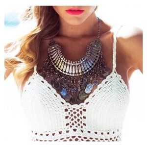 Antique silver plated Turkish coin necklace